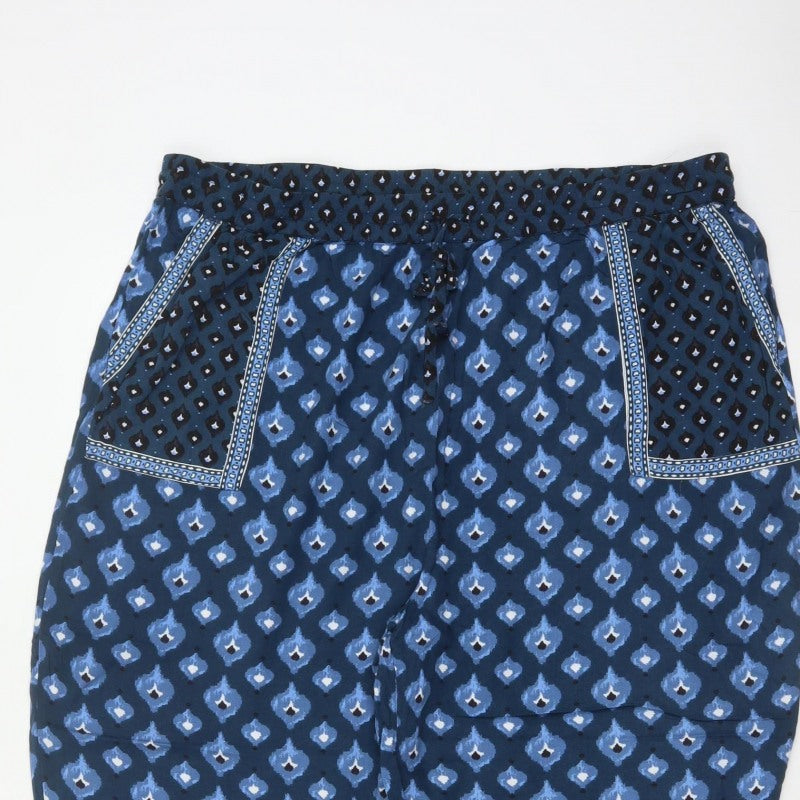 Monsoon Beach Women Blue Geometric Harem Trousers XL Drawstring