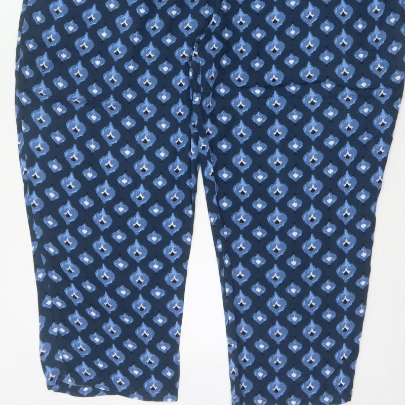Monsoon Beach Women Blue Geometric Harem Trousers XL Drawstring