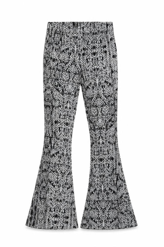 Topshop Women’s Multicoloured Snake Print Flared Trousers UK 10 Petite