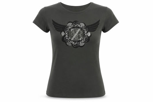 Zara Collection Women’s Black M Slim Jersey Rhinestone Biker T-Shirt
