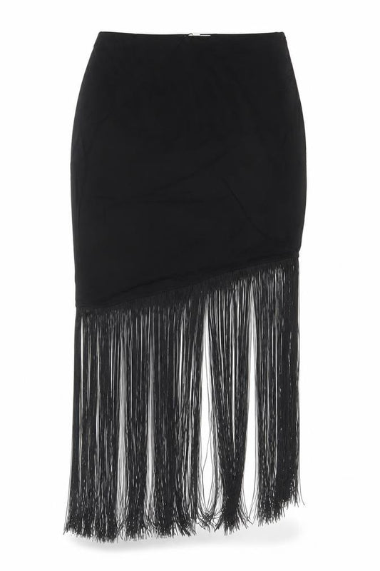 Marks and Spencer Women Black Size 10 Asymmetric Fringe Pencil Skirt