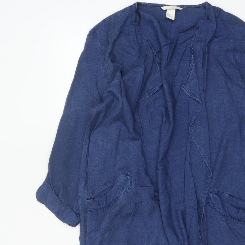 H&M Women’s Blue UK 10 Open Chambray Longline Jacket