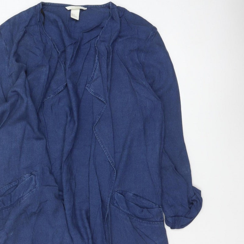 H&M Women’s Blue UK 10 Open Chambray Longline Jacket