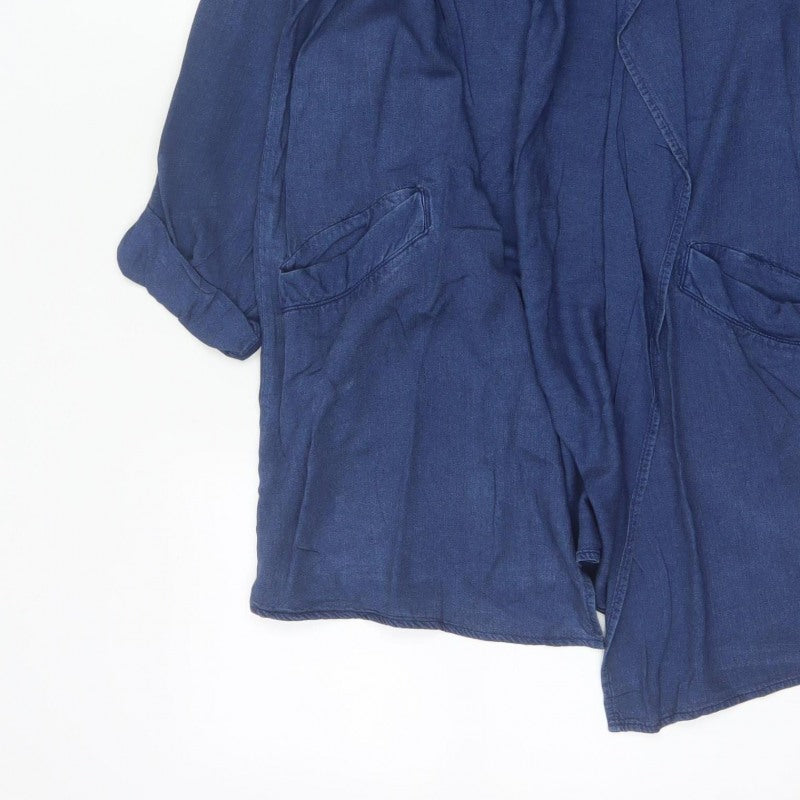 H&M Women’s Blue UK 10 Open Chambray Longline Jacket