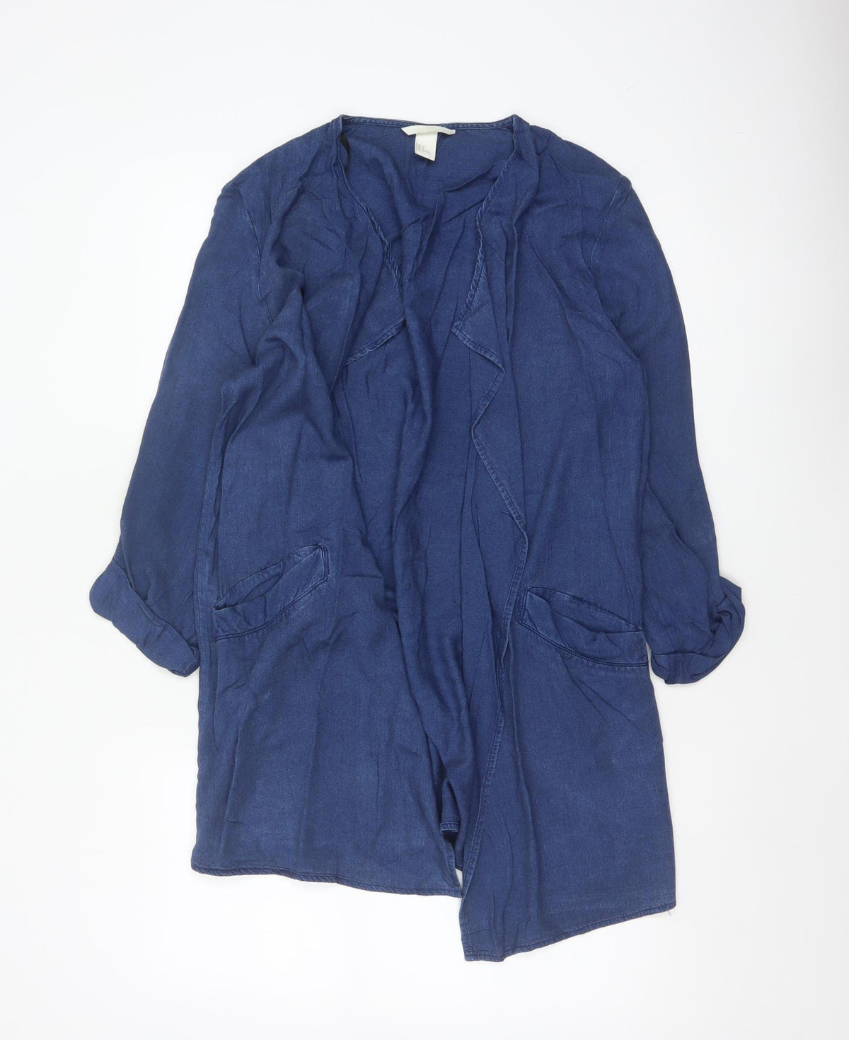 H&M Women’s Blue UK 10 Open Chambray Longline Jacket