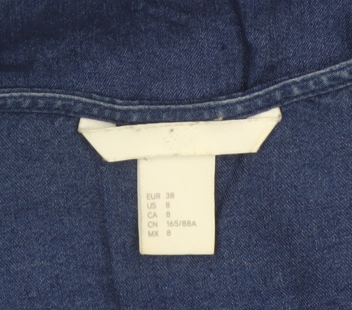 H&M Women’s Blue UK 10 Open Chambray Longline Jacket