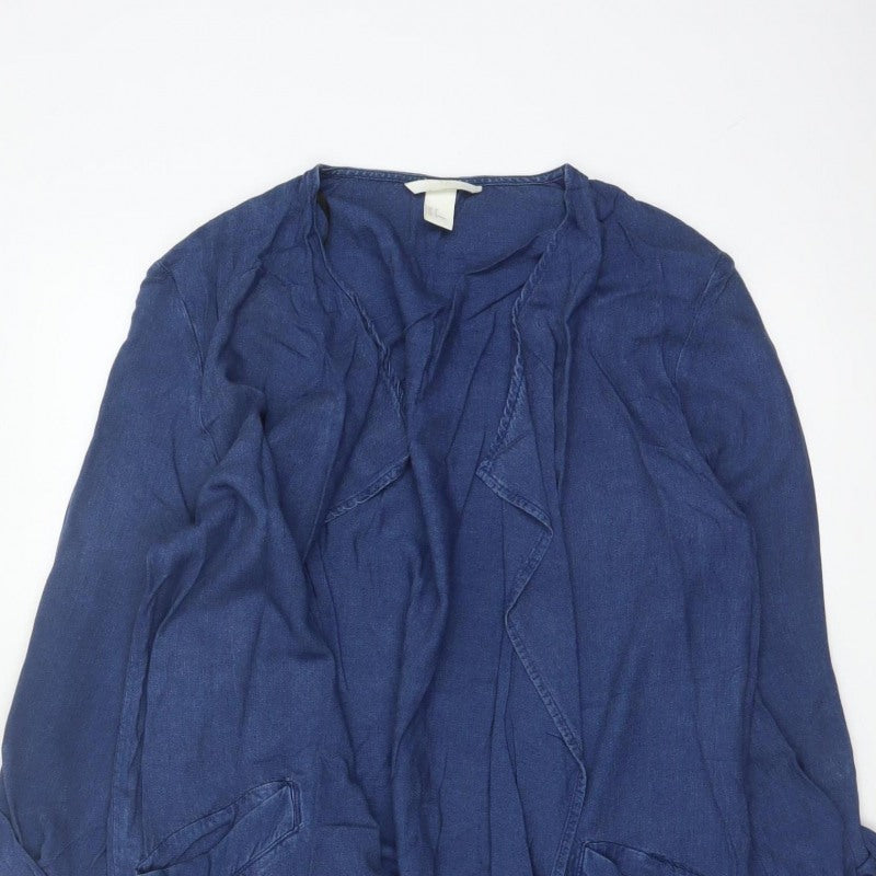 H&M Women’s Blue UK 10 Open Chambray Longline Jacket