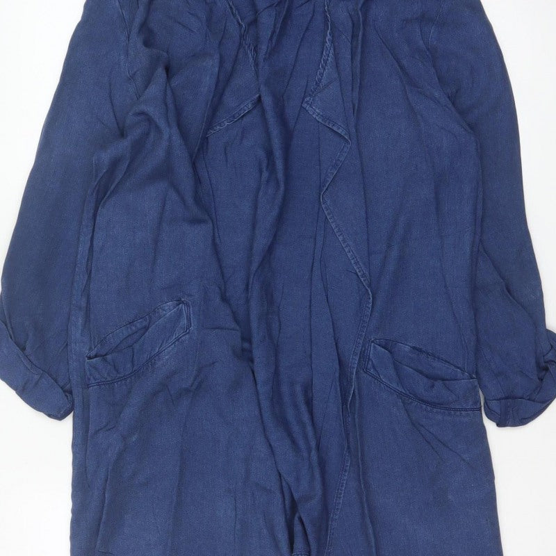H&M Women’s Blue UK 10 Open Chambray Longline Jacket