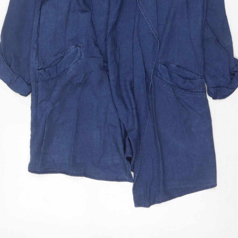 H&M Women’s Blue UK 10 Open Chambray Longline Jacket