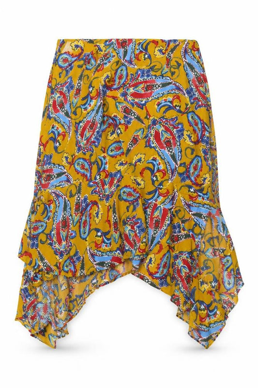 He Loves Me Women’s Yellow Paisley Ruffle Skirt UK 16 XL