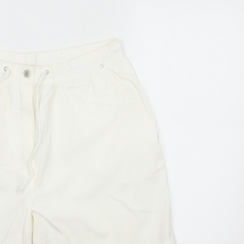 Marks & Spencer Women White UK 16 Cotton Utility Drawstring Shorts