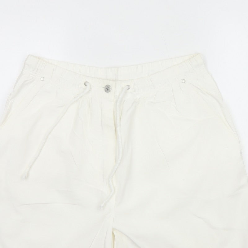 Marks & Spencer Women White UK 16 Cotton Utility Drawstring Shorts