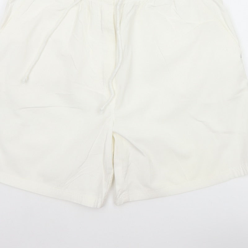 Marks & Spencer Women White UK 16 Cotton Utility Drawstring Shorts