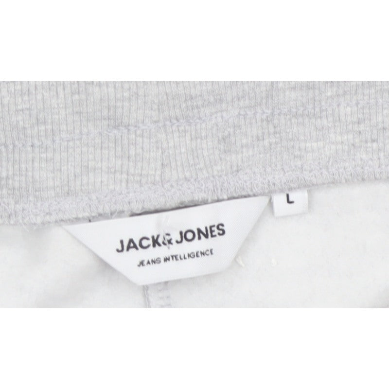 Jack & Jones Men’s Grey L Sweat Shorts Drawstring Logo Jersey