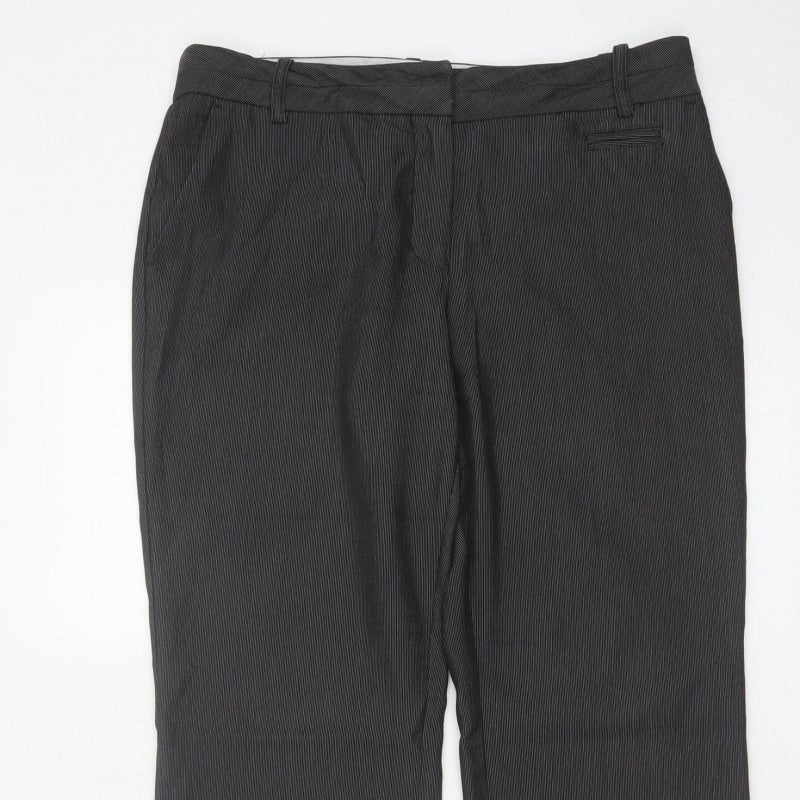 Next Women Grey Pinstripe UK 8 Regular Bootcut Tailored Trousers