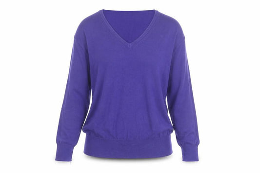 Marks & Spencer Women Purple UK 12 Pure Merino Wool V-Neck Jumper