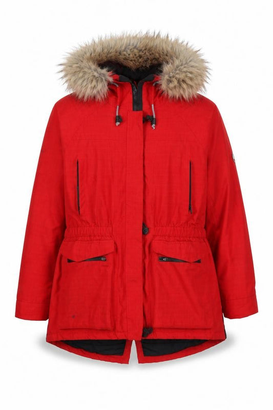 Trespass Women Red UK 20 3XL Waterproof Fur Trim Hooded Parka Jacket