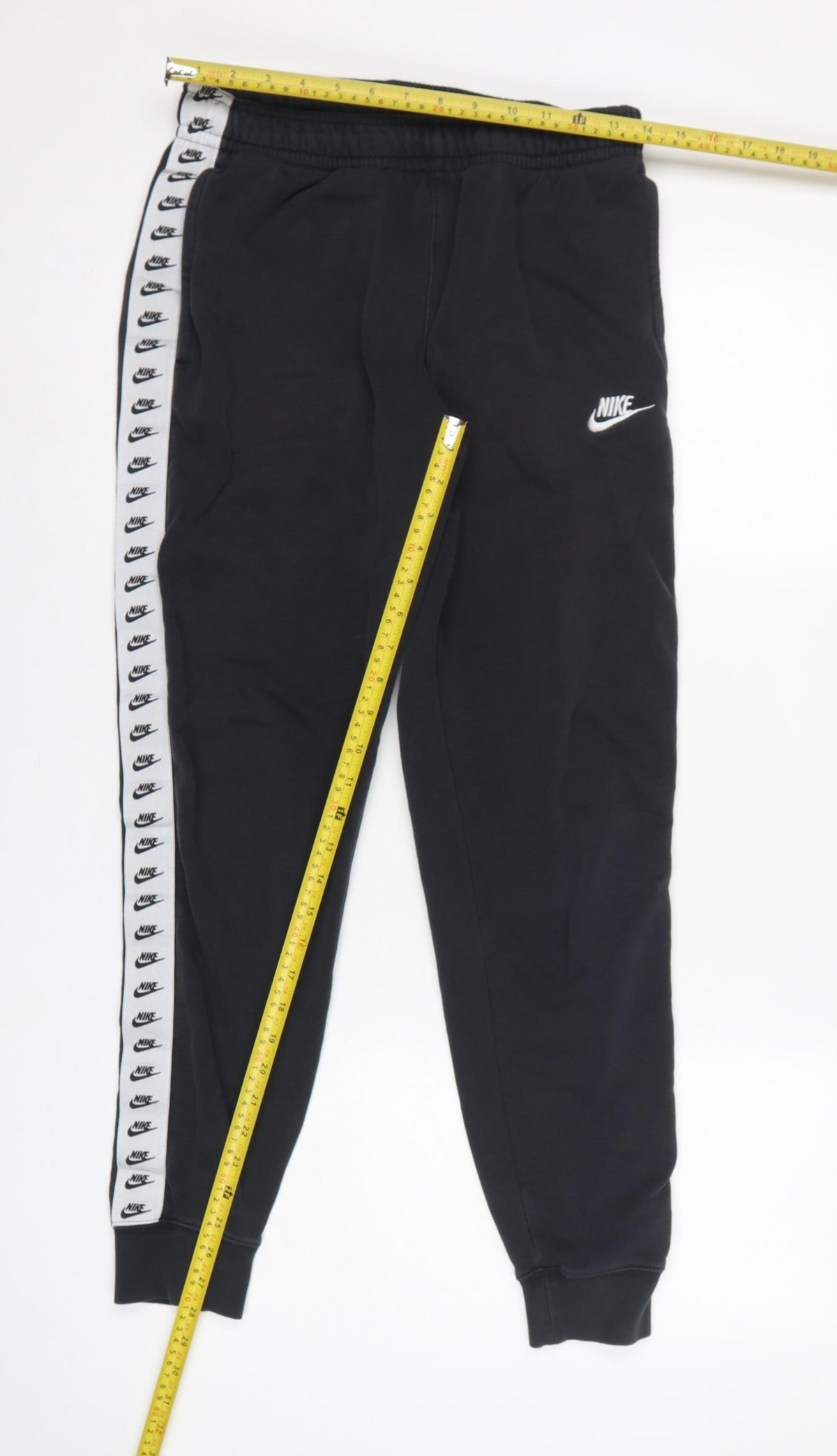 Nike Men's Black S Taped Logo Cuffed Sweatpants Joggers