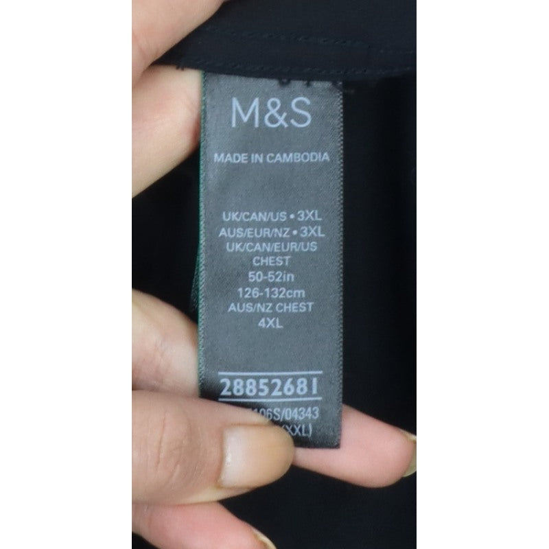 Marks & Spencer Men's Black 3XL Slim Fit 360 Flex Button-Down Shirt