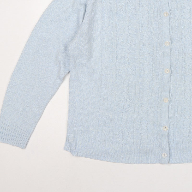 Honor Millburn Women Blue UK 18 Cable Knit Button Cardigan