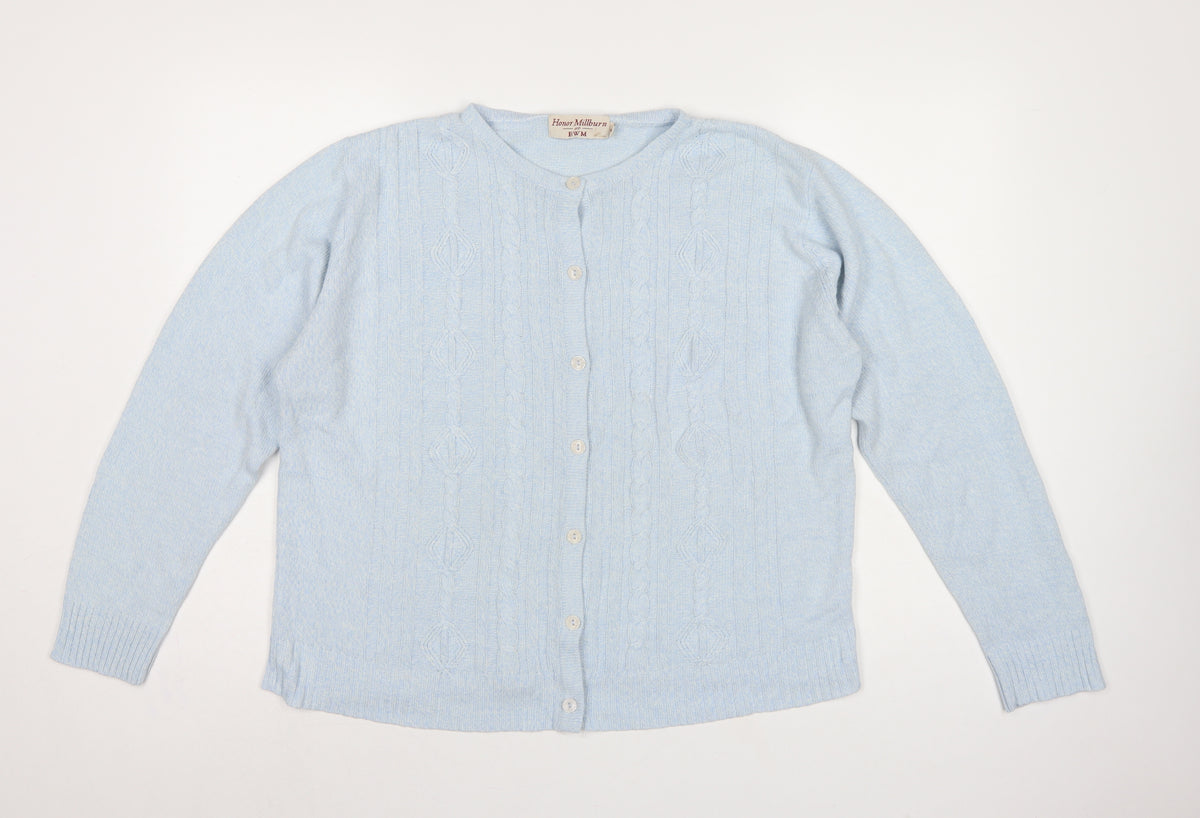 Honor Millburn Women Blue UK 18 Cable Knit Button Cardigan