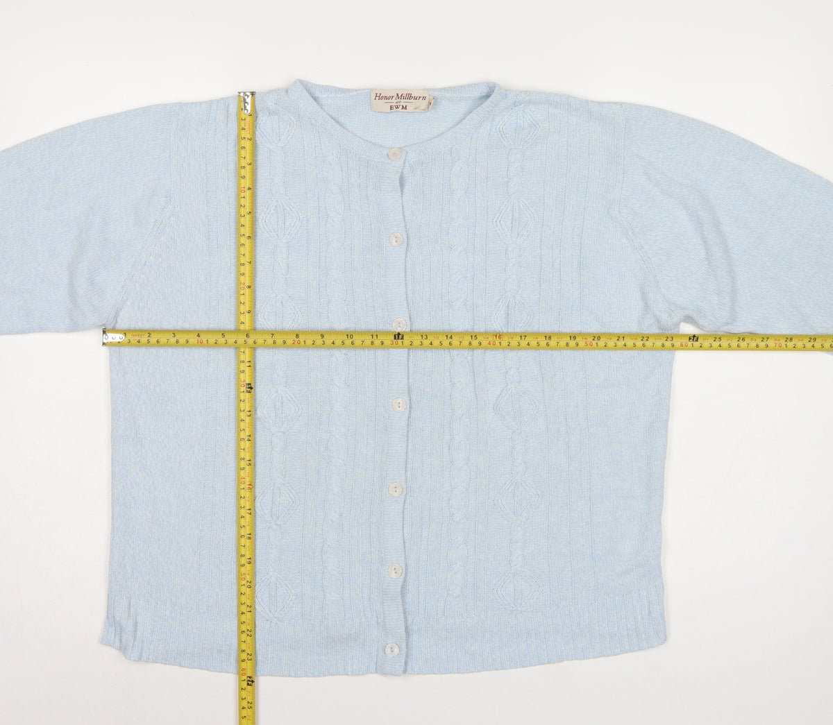 Honor Millburn Women Blue UK 18 Cable Knit Button Cardigan