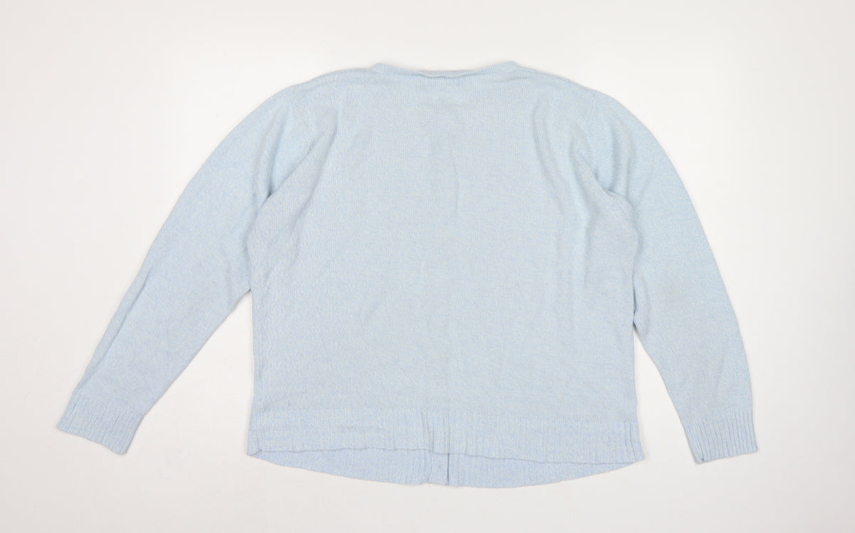Honor Millburn Women Blue UK 18 Cable Knit Button Cardigan
