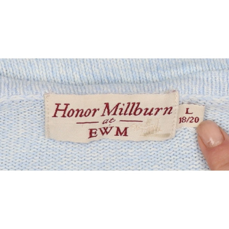 Honor Millburn Women Blue UK 18 Cable Knit Button Cardigan