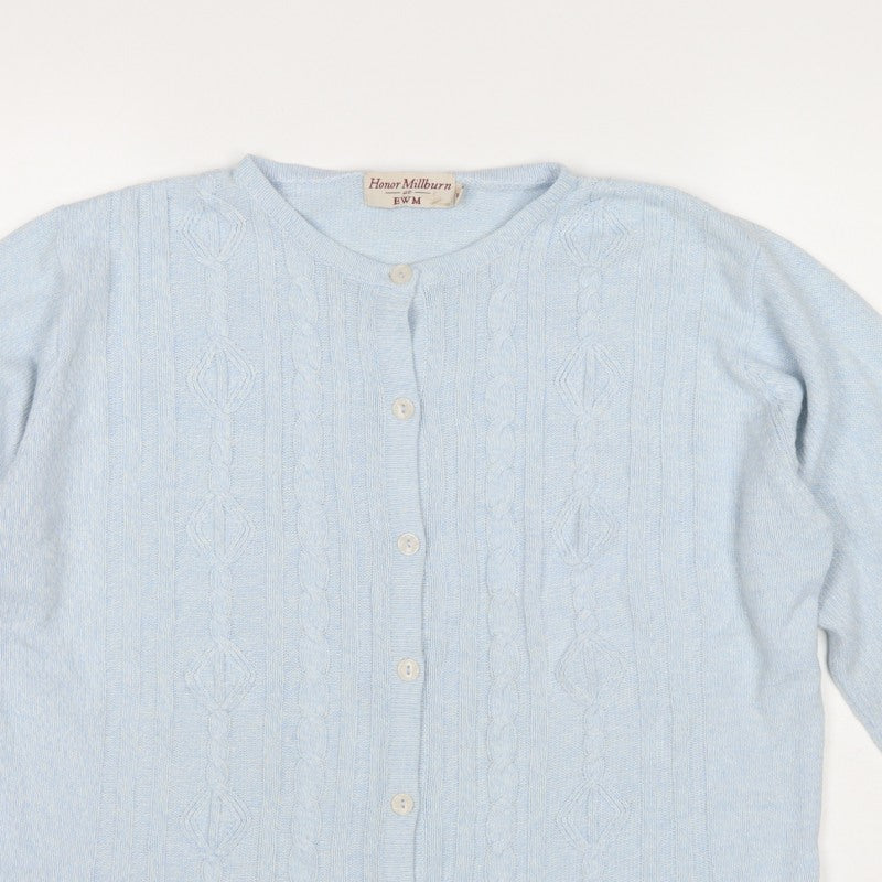 Honor Millburn Women Blue UK 18 Cable Knit Button Cardigan