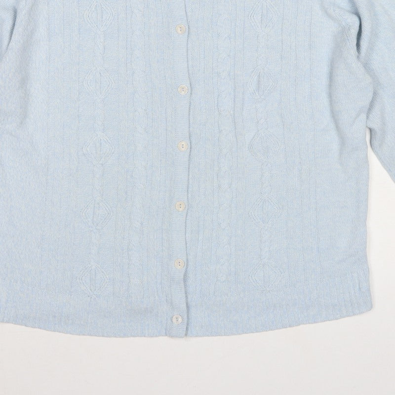 Honor Millburn Women Blue UK 18 Cable Knit Button Cardigan