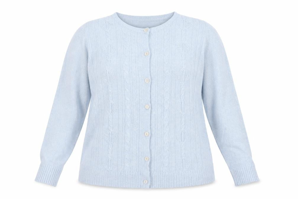 Honor Millburn Women Blue UK 18 Cable Knit Button Cardigan