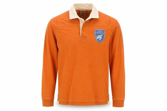 Timberland Men's Orange S Long Sleeve Rugby Polo Regular Fit Logo