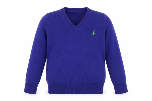 Polo Ralph Lauren Boys Blue V-Neck Cotton Logo Jumper 3 Years