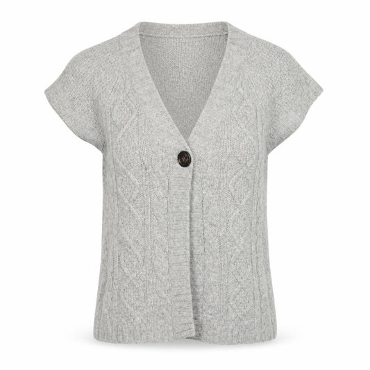 Seasalt Cornwall Women Grey UK 10 Cable Knit Sleeveless Cardigan