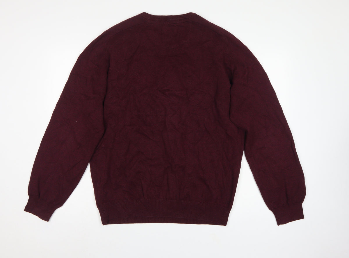 Farah Classic Mens Red XL Cotton Crew Neck Logo Pullover Jumper