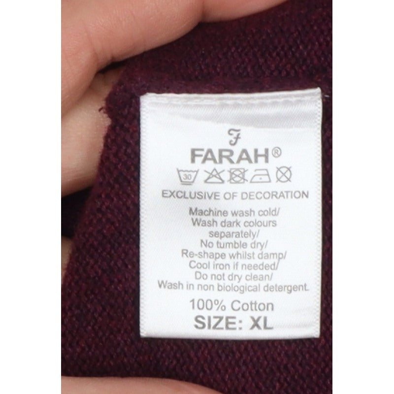 Farah Classic Mens Red XL Cotton Crew Neck Logo Pullover Jumper