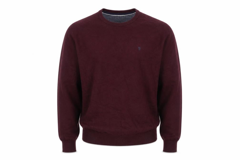 Farah Classic Mens Red XL Cotton Crew Neck Logo Pullover Jumper