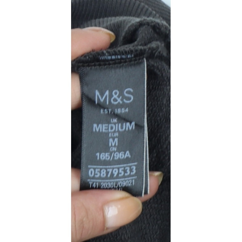 Marks & Spencer Women Black UK 14 Pullover Sweatshirt Striped Sleeves