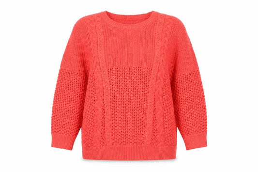 Marks & Spencer Women's Orange UK 18 Cable Knit Crew Neck Pullover Jumper