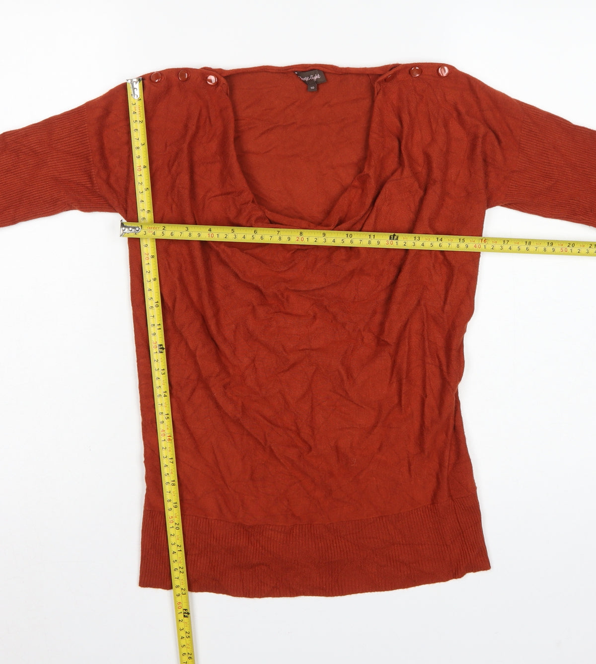 Phase Eight Women Red Size 10 Cowl Neck Button Shoulder Knit Jumper
