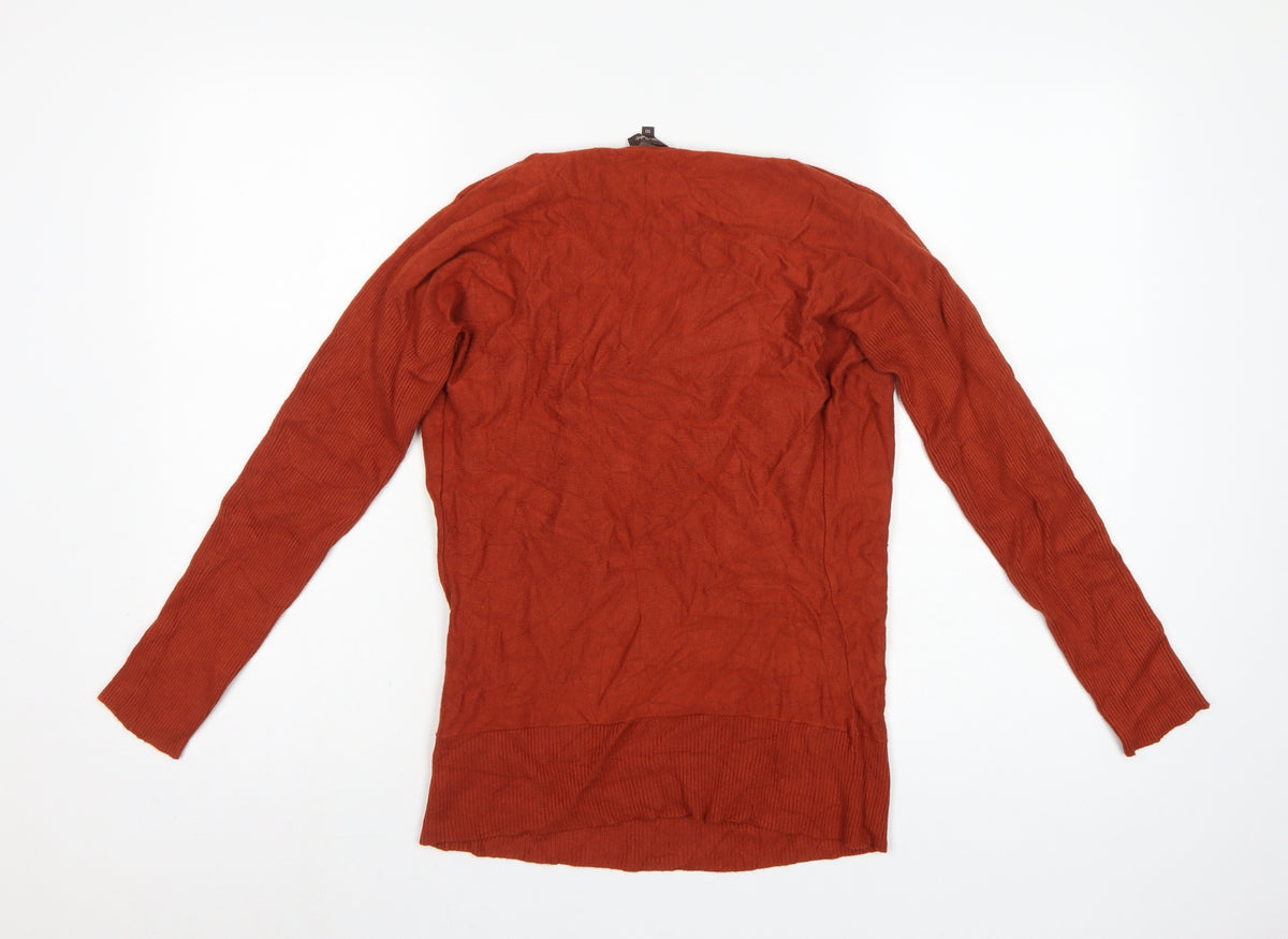Phase Eight Women Red Size 10 Cowl Neck Button Shoulder Knit Jumper