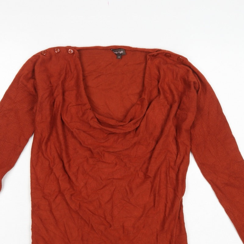 Phase Eight Women Red Size 10 Cowl Neck Button Shoulder Knit Jumper