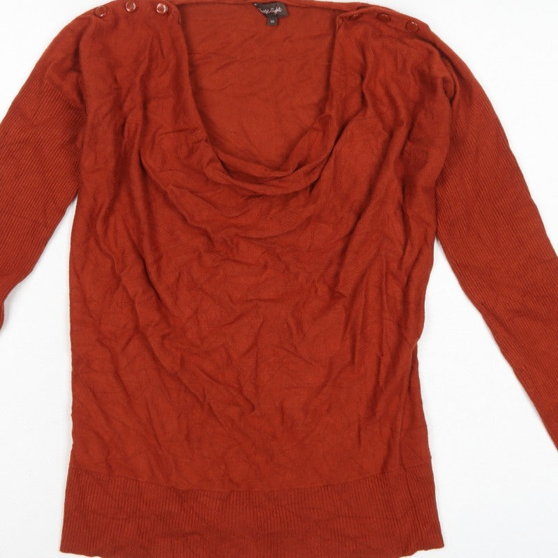 Phase Eight Women Red Size 10 Cowl Neck Button Shoulder Knit Jumper