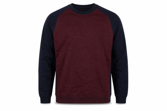 Next Men’s Burgundy Navy Colour Block Crew Neck Jumper XL Cotton