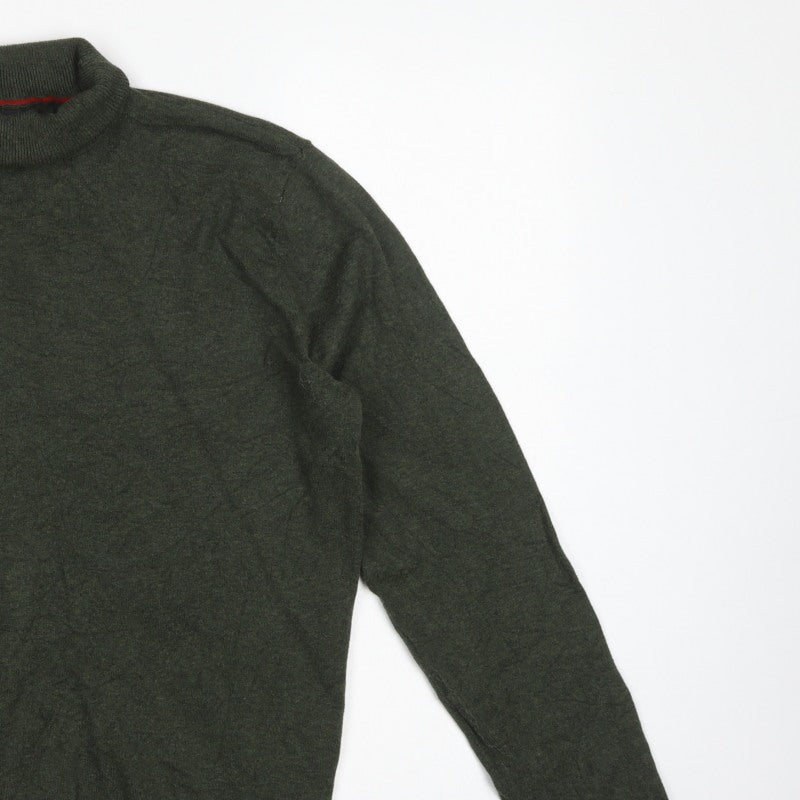 Next Men's Green M Roll Neck Cotton Knit Pullover Jumper