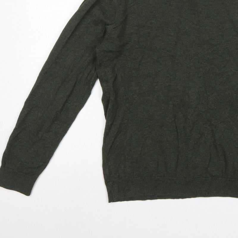 Next Men's Green M Roll Neck Cotton Knit Pullover Jumper