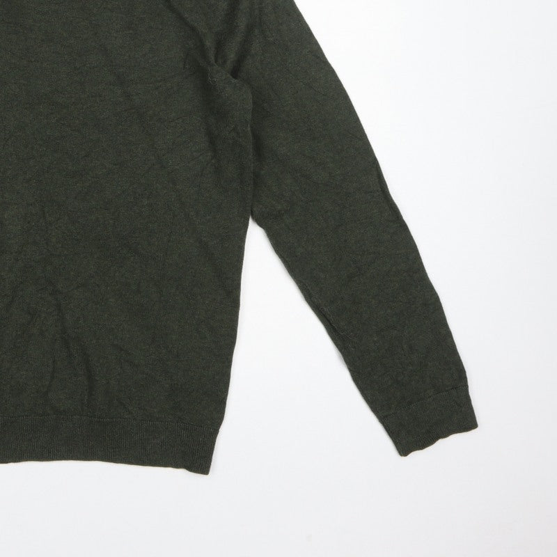 Next Men's Green M Roll Neck Cotton Knit Pullover Jumper