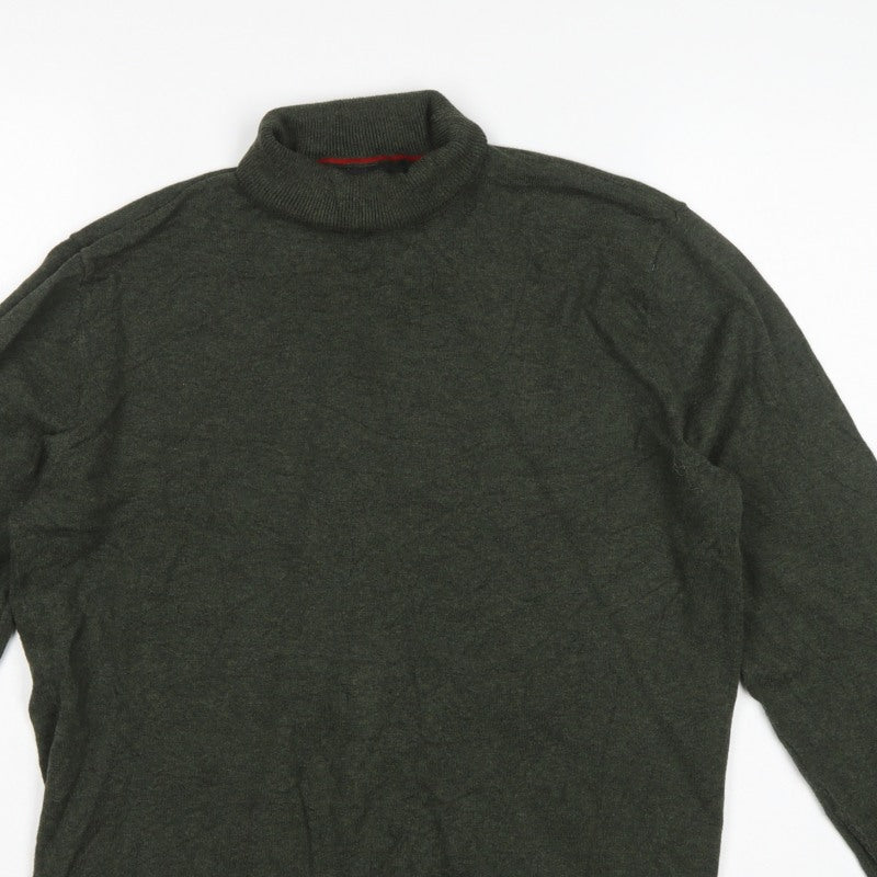 Next Men's Green M Roll Neck Cotton Knit Pullover Jumper