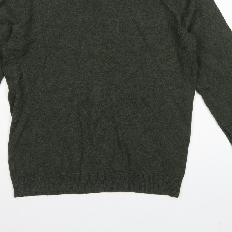 Next Men's Green M Roll Neck Cotton Knit Pullover Jumper