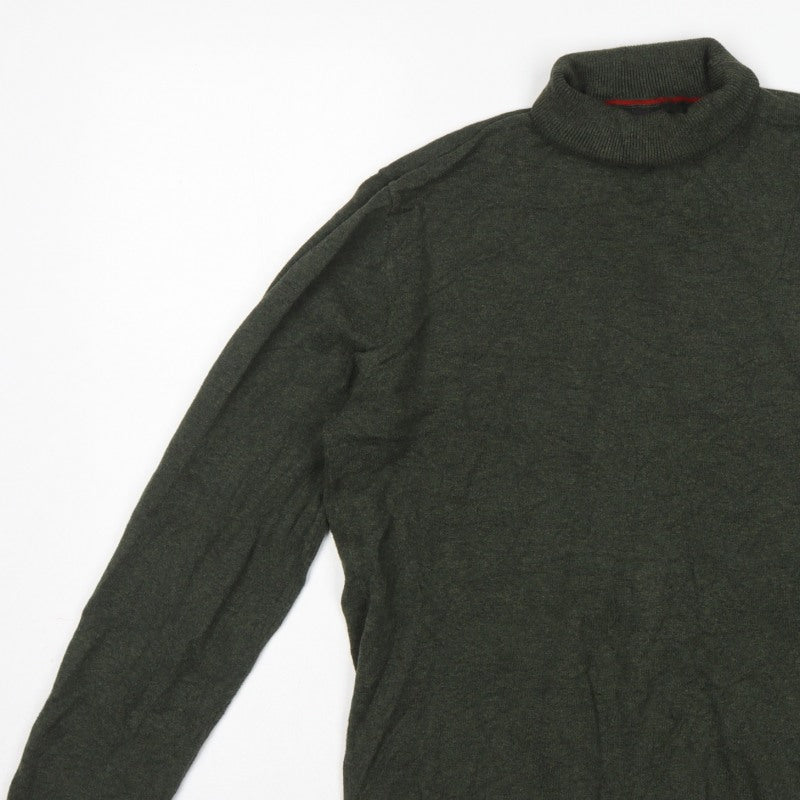 Next Men's Green M Roll Neck Cotton Knit Pullover Jumper